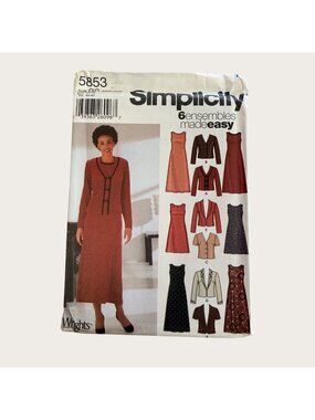 Vintage Simplicity Sewing Pattern 5853 Womens Jacket and Dress Size 26W-32W